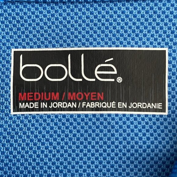 bolle Short Sleeve Athletic 3 Button Polyester Sporty Polo Shirt Blue Sz M NWOT - Picture 10 of 12